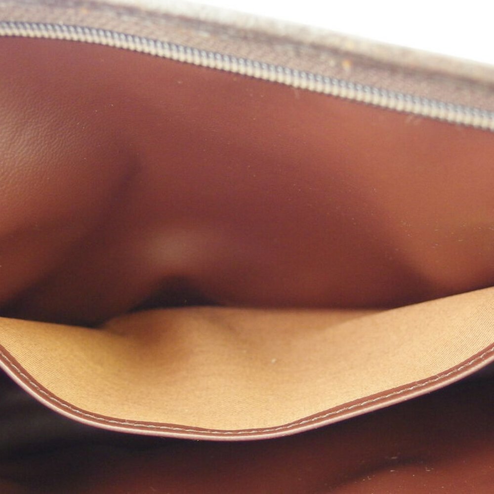 BURBERRY clutch bag check beige canvas �~ leather Auth used - Picture 7 of 8